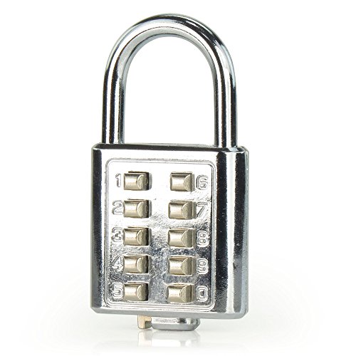 Hangerworld Metal 10 Digit Combination Security Padlock for Staff & Gym Lockers 70mm x 35mm, Pack of 2
