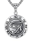 Men's Stainless Steel Eye of Horus Ancient Egypt Pendant Necklace, 24
