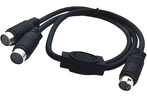 Traovien S-Video 10 Pin Mini DIN Y Splitter Cable, Mini 10-Pin DIN S-Video Male to 2 Female Y Splitter Extension Adapter Cable for TV Receiver, TV, Monitor, Projector,Etc(50CM/20Inch) (10pin M/2F)