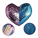JING GREAT Mermaid Throw Pillow with Insert,Two-color Heart Shape Reversible Sequins Decorative Pillow. 13''×15'' (Blue+Pink)