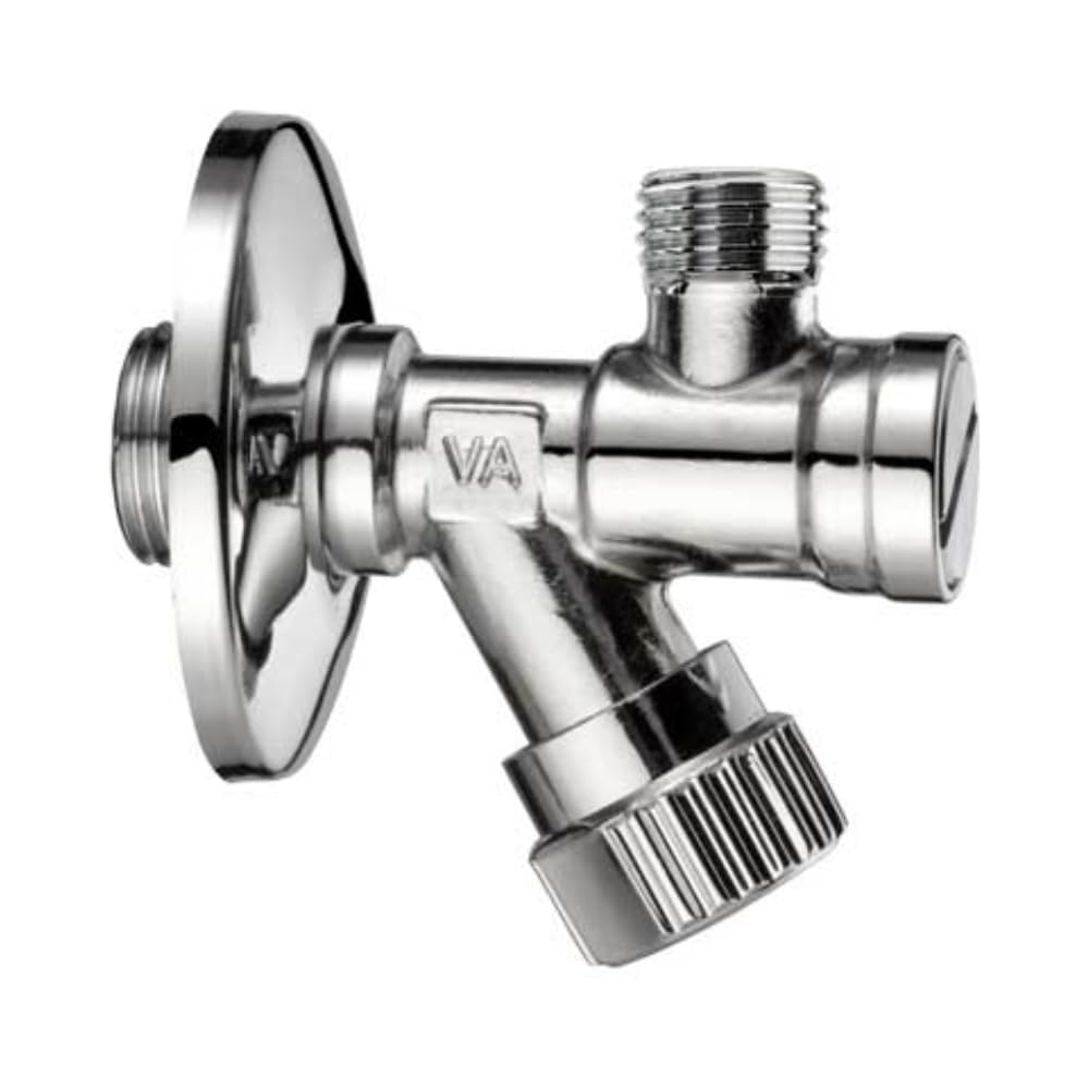 Schläfer 4372019 | Stop Faucet for Vanity Mixer with Filter 1/2 x 3/8 in Brass Angle Washbasin, Bidet and Sink 1/2"-3/8" with Valve, Toilet Faucet and Undersink for Bathroom and Kitchen. Chromium