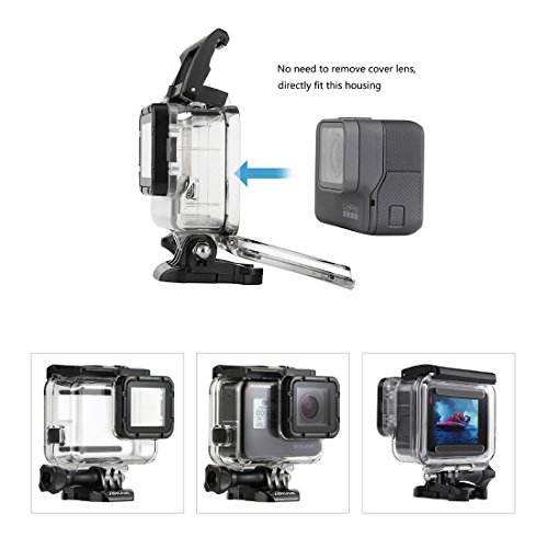 SOONSUN-45m-Waterproof-Dive-Housing-Case-with-3-Pack-Dive-Filters-for-GoPro-HERO5-HERO6-Black-Includes-Skeleton-Backdoor-Quick-Release-Buckle-Thumb-Screw-Tripod-Adapter-and-Silicone-Lens-Cap