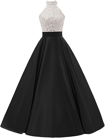 high neck ball gown prom dress