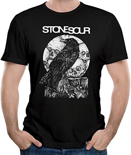 Naviiro Men's Rock Band Stone Sour Raven And Skull Short Sleeves T-shirt Black XL