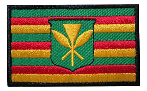 TrendyLuz Kanaka Maoli Hawaii Native Hawaiian Flag Embroidered Hook & Loop Patch