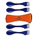 Tapirus - 4 Blue Spork to Go Set - 7-inch Durable & BPA Free Sporks - Spoon, Fork and Knife Combo Utensils Flatware - Mess Kit for Camping, Hunting and Outdoor Activities - Comes in a Carrying Case