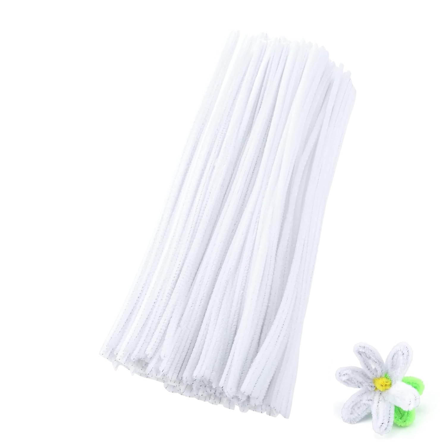 LATRAT Pack of 100 30 cm Pipe Cleaners Chenille Wire, Craft Pipe Cleaners Chenille Wire for DIY Handmade Crafts Decorating (White)