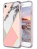 iPhone 7 Case, ULAK Pattern [Clear Slim] Premium Hybrid Shock Absorbing & Scratch Resistant Clear Case Cover Hard Back Panel + TPU Bumper for Apple iPhone 7 4.7 inch 2016, Pink/Geometric Mosaic