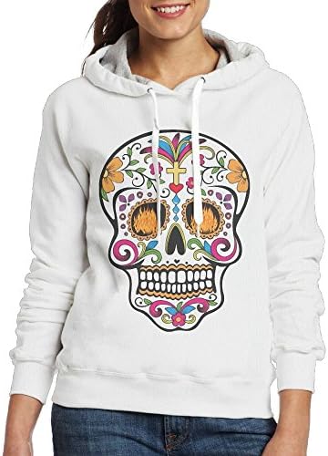 Colorful Floral Mexican Day Of The Dead Sugar Skull Casual Women Hoodies Long Sleeve Drawstring Sweatshirt S