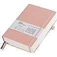Thick College Ruled Notebook with 366 Numbered Pages, A5 Journals for Writing with 100GSM Lined Paper, Hardcover Leather Notebooks for Women Men School Note Taking Office Work Diary, 5.7"x8.3" Pink