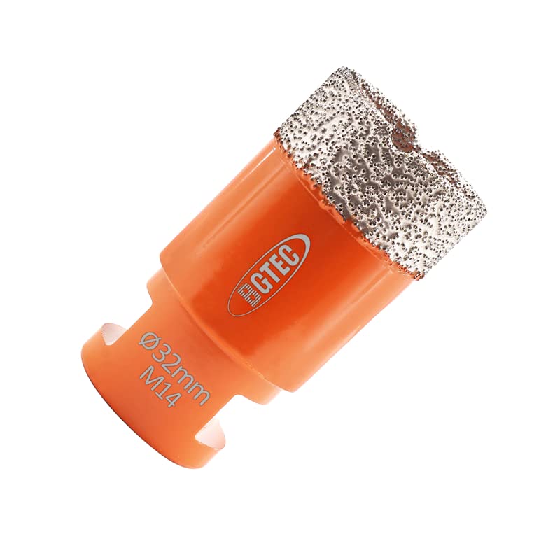 BGTEC Diamond Drill Bit Tile Hole Saw 32mm with M14 Thread for Porcelain Ceramic Tile Granite Marble Masonry Granite Stone Vacuum Brazed Bit 60mm Length