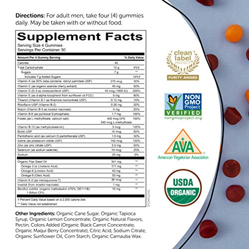 SmartyPants Organic Mens Multivitamins, Daily Gummy Vitamins: Probiotics, Vitamins C, D3, B12, Zinc & Omega 3 for Immune… - Image 2