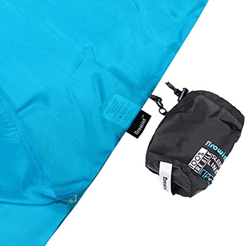 Browint Silk Sleeping Bag Liner, Silk Sleep Sack, Extra Wide 87"x43" & 87“x34”, Lightweight Travel Sheet for Hotels, Envelop Style 73“x34”, Hooded Mummy 87“x34”, More Colors, Reinforced Gussets