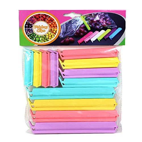Hulless Set of 12 Plastic Sealing Clips for Food and Snack Bag (2.7 in, 3.5 in, 5.3 in)