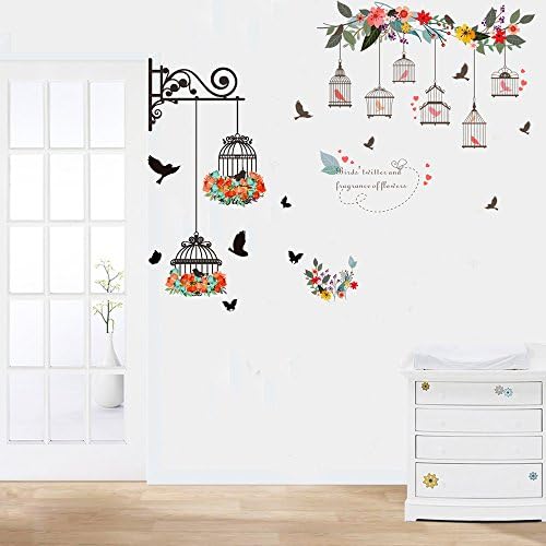 2PCS Flowers Birdcage Removable Wall Decals Stickers Wall Decor Home Art Mural Wallpaper