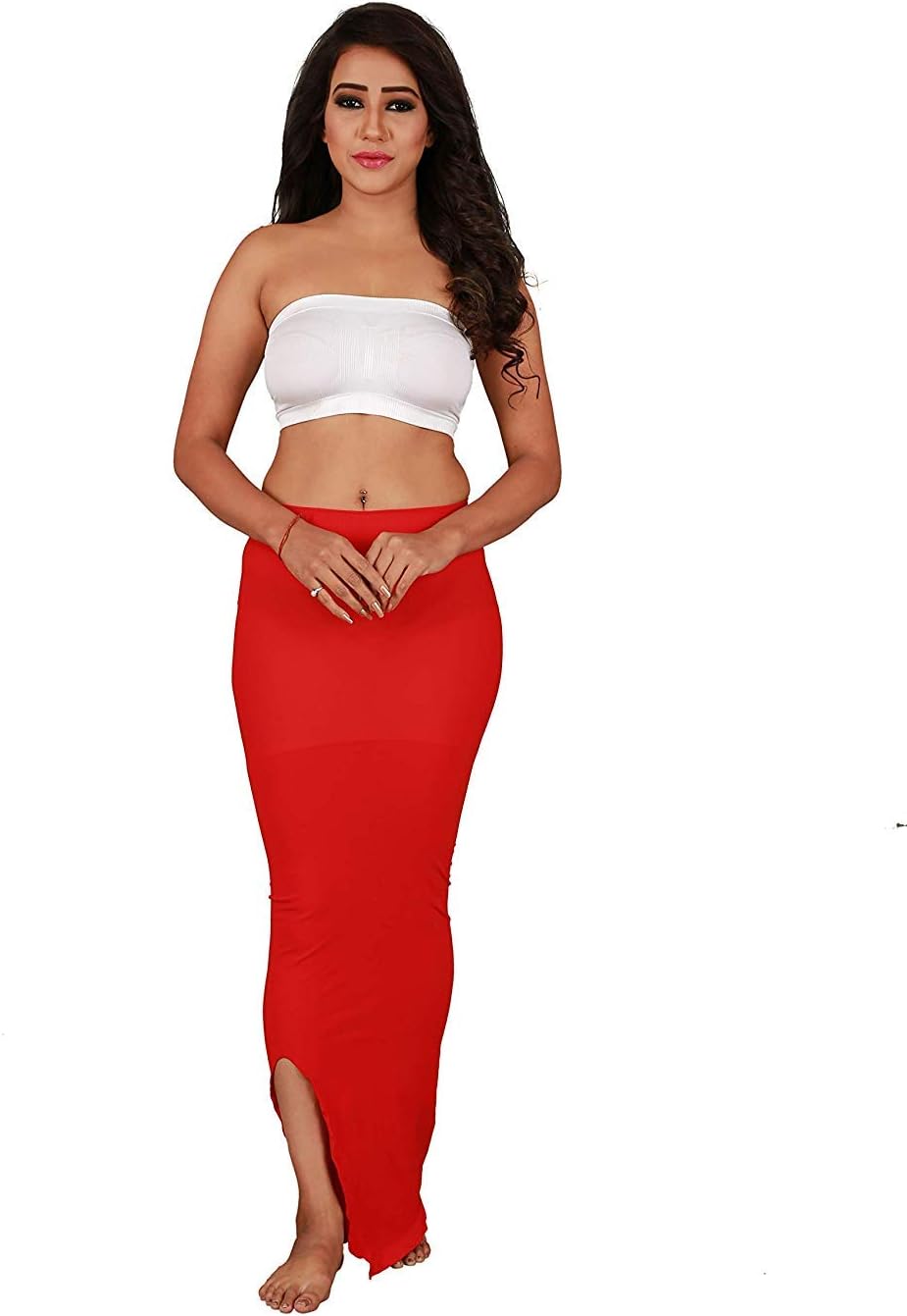 Kalithaz Women Red Color Microfiber Fabric Saree Shapewear XL Size