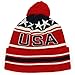 Armycrew New USA American Flag Embroidered Pom Pom Cuff Beanie Hat - RED Navy