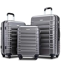 Mooseng Luggage 3 Piece Set of Caster Suitcase Hard Case Light 20in 24in 28in with 360 Degree Rotating Wheel, Suitable for Travel/Camping/Storage Items (3 Sets of Gray)