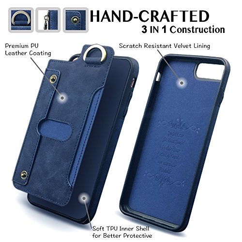 image for iPhone 7 Cases,iPhone 8 Case,Detachable Back Zipper Wallet Case,[Cards