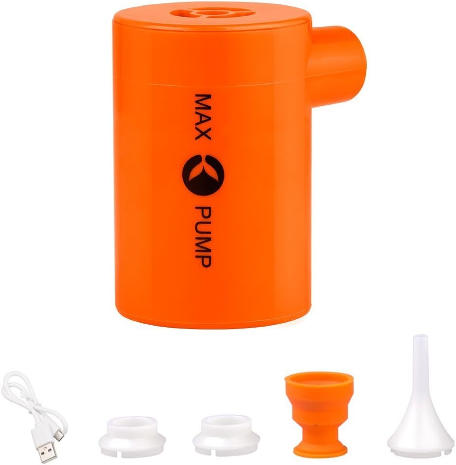 X-Lounger Portable 3600mAh Battery USB Rechargeable Electric Pump Quick Inflate Deflate Mattress Air Bed Pool Floats,Lightest with Nozzles, Orange, Small