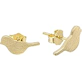 Paialco S925 Sterling Silver Dainty Stud Earrings for Girls Women, Cute Bird, Rose Gold Plating