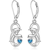 Dolphin Earrings for Women Sterling Silver Dolphins Jewelry Gifts Heart of the Ocean Earrings Jewelry Christmas Gifts