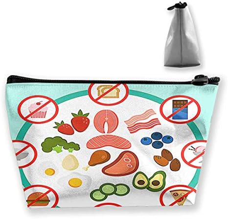 Keto Diet Do's and Don'ts Womens Travel Cosmetic Bag Portable Toiletry Brush Storage Stylish Pen Pencil Bags Accessories Sewing Kit Pouch Makeup Carry Case