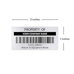 1000 Custom Asset Tags, 2"x1" Durable Silver Asset