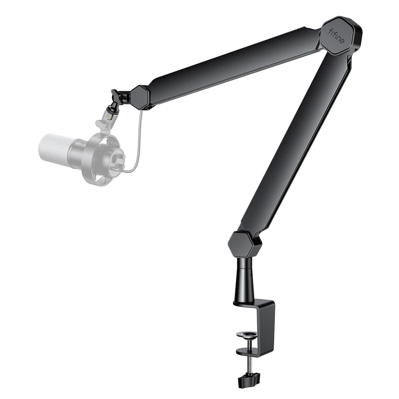 Photo 1 of FIFINE Mic Boom Arm, Microphone Stand with Cable Management Channel, Fully Adjustable, Heavy Duty Metal Mic Stand with Desk Mount Clamp for Podcast Recording Home Office-BM66