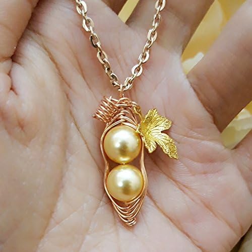 Rose Gold Leaf Swarovski Birthstone Pearl for NOV Peapod Necklace, Topaz 2 Peas in a Pod Necklace, Best Friend Gift, Birthday Gift (NOV)