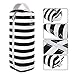 JEMIA Single Compartments Collection 1 Independent Zipper Chambers with Handle Strap Carrying Case (Black White Stripes, Canvas, Medium)