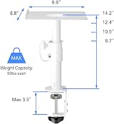 suptek Clamp-on Speaker Stand Desk Mount Set 9.6x8.8 inch Trays 2 Pack view 3