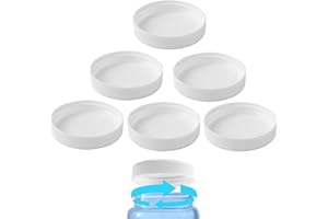 (6-Pack) Calvana 53mm Reusable Water Jug Caps, Lids for 3 and 5 Gallon Water Jug, Water Bottle Cover Screw Top, Compatible with American Maid Plastic Water Bottles and Jugs Ranging, PP Material, White