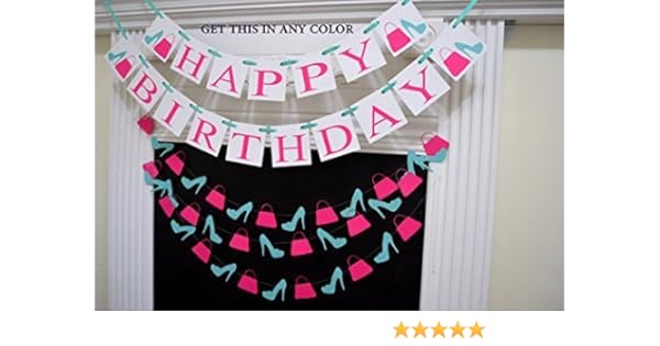 Amazon Com Happy Birthday Purse Shoe Banner Fashionista Birthday