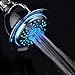 PowerSpa All Chrome 4-Setting LED Shower Head with Air Jet LED Turbo Pressure-Boost Nozzle Technology; 7 Colors of LED Lights Change Automatically Every Few Seconds