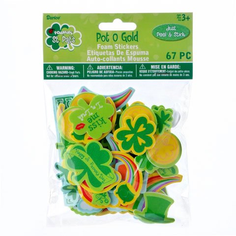 Darice 67 Piece St. Patrick's Day Pot O' Gold Foam Stickers (1 Pack)