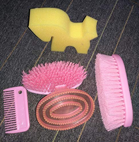 NRTFE Horse Grooming Box Set 9 Pieces Cleanning Tool Set Brushes Hoof Pick Horse Comb Sweat Scraper
