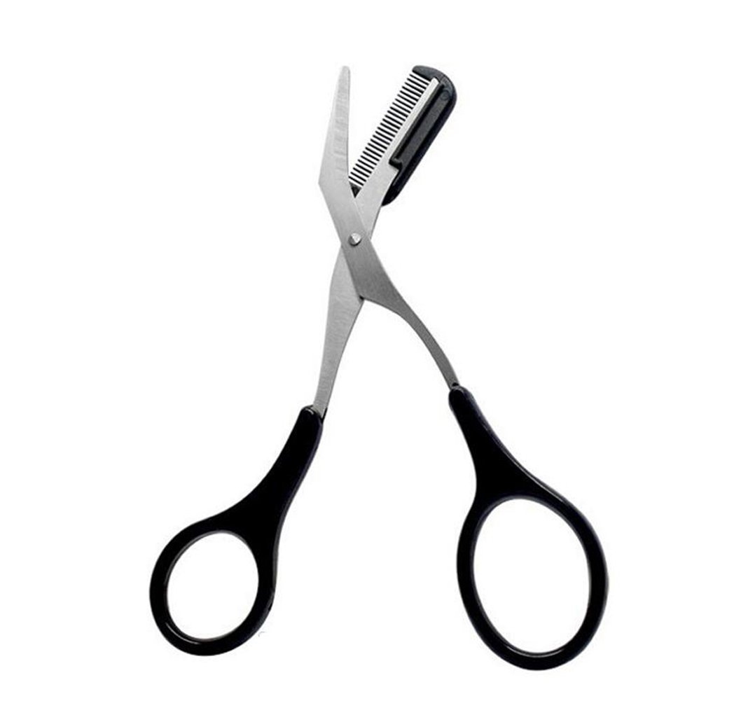 1PCS Black Professional Stainless Steel Eyebrow Grooming Shear Scissors with Plastic Comb(Detachable) Eyebrow Eyelash Hair Removal Shaper Shaping Tool Makeup Beauty Accessories for Men and Women: Beauty