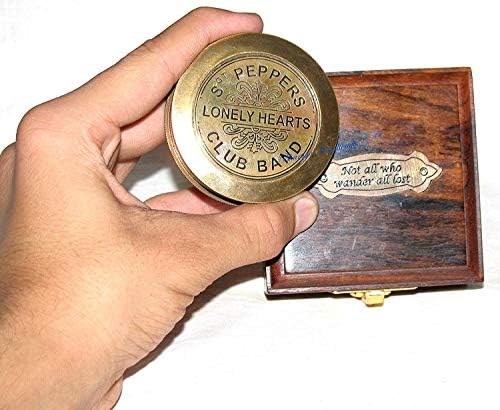 Bhartiya Handicrafts Compass, Pocket Compass, Brass Compass with Wood Carry Case, Boy Scouts Compass, Eagle Scout Compass, Pirates Compass, Camping Compass, Gift Compass