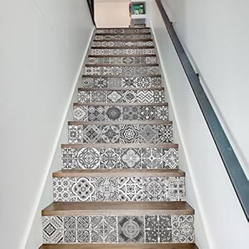 Mandala Decorative Tile Stickers Pack of 13 Strips,Peel & Stick Adhesive Tile Stickers, for Walls Kitchen Bathroom Stair Decals Home Decorations,Backsplash Tile Stickers(FS045)