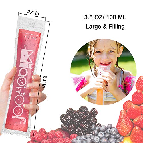 120 Disposable Ice Popsicle Mold Bags| BPA Free Freezer Tubes With Zip Seals | For Healthy Snacks, Yogurt Sticks, Juice & Fruit Smoothies, Ice Candy Pops with A Funnel 2 Pack Ice Pop Sleeves