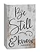 P. Graham Dunn Be Still and Know That I Am God White 5 x 3.5 Inch Solid Pine Wood Barnhouse Block Sign