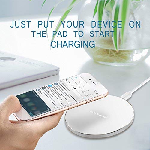 Fast Charger for Samsung Galaxy S8 edge - Wireless Charging Pad for Samsung Galaxy Note 8/S8/S8 Plus/S7/S7 Edge/S6/S6 Edge,Qi Standard Charger for iPhone X/iPhone 8/iPhone 8 Plus(Silver)