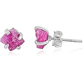 InfinityGemsArt Natural Raw Dainty Pair Stud Earrings, Birthstone Gifts for Women, Chakra Energy Crystals Jewelry in 925 Sterling Silver Chain Minimalist Gemstone Earrings