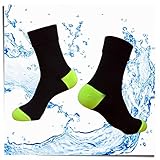 HIGHCAMP Waterproof Socks for Men & Women- Coolmax/Copper Cushion Crew Cycling, Running, Hiking Boots Socks- Warm Dry Breathable