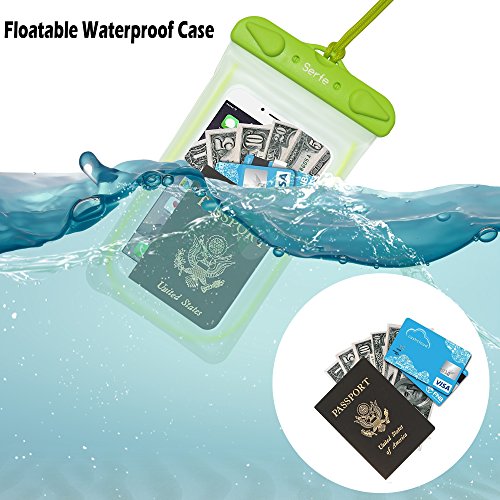 Waterproof Phone Pouch, Obacle Universal Waterproof Phone Case Dry Bag With Landyard Trasnsparent Clear TPU Friendly Touch Screen Luminous Strap for Cell Phone, iPhone Up to 6 Inch Blue Green 2 Pack