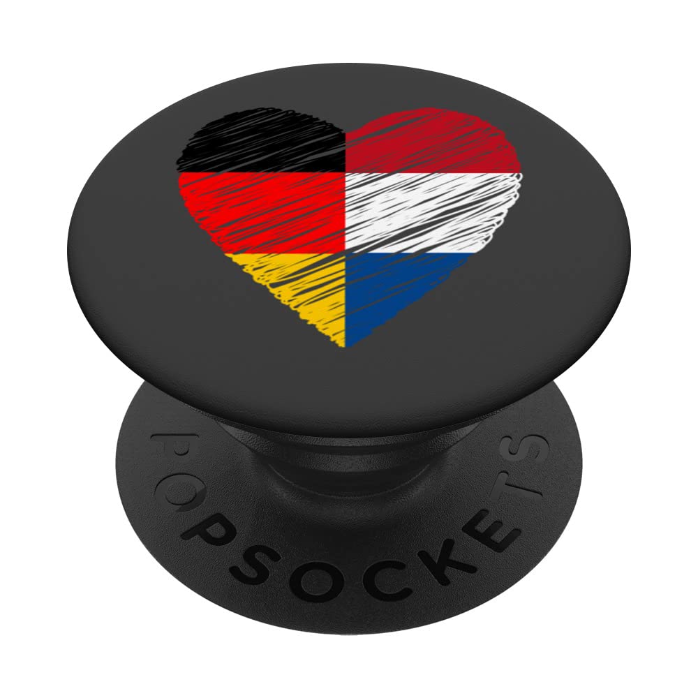 Netherlands Germany Heart German Flag Dutch Flag Love Heart PopSockets Swappable PopGrip