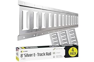 DC Cargo Mall E Track Tie Down Rail Kit 8' (4 Pack) for Garages, Vans, Trailers, Motorcycle Tie Downs, ATV Mountings - Galvanized Steel - Secure Cargo & Heavy Loads Up to 2,000 lbs
