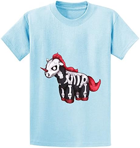 Mcol Evil Unicorn Girls Crew Neck Print Shirts L-blue