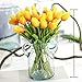 JOEJISN 30pcs Artificial Tulips Flowers Real Touch Orange Tulips Fake Holland PU Tulip Bouquet Latex Flowers for Wedding Party Office Home Kitchen Decoration (Orange)